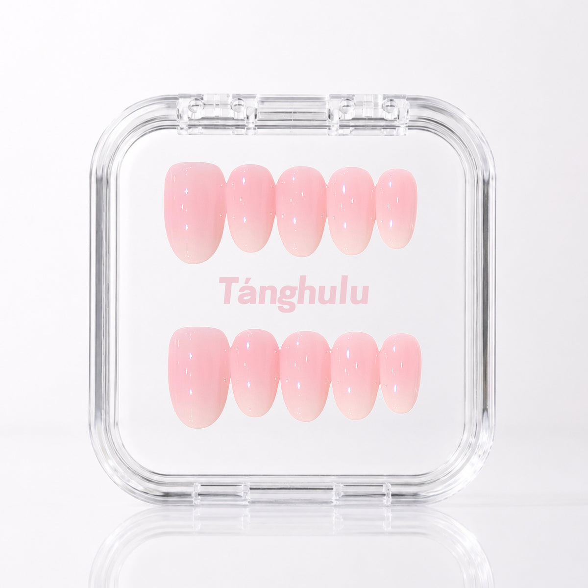 Vanilla — Short Oval press-on nails in Tanghulu acrylic case