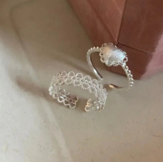 Lace Heart Duo Ring Set