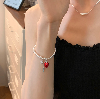 Strawberry Heart Charm Bracelet